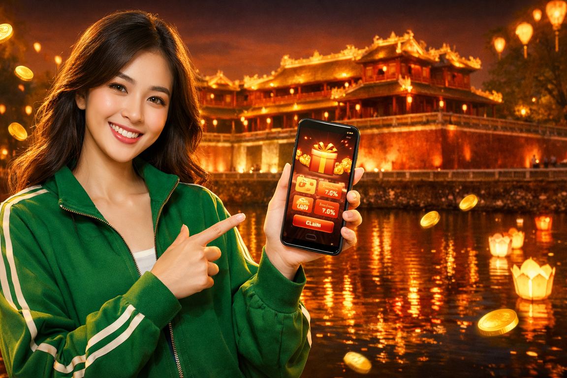 Người dùng tại chợ đêm Huế truy cập vtv6 trên điện thoại di động